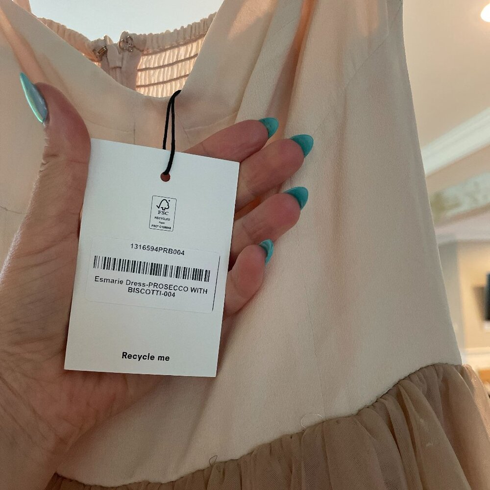 Reformation Esmarie Dress size 4 in Prosecco with Biscotti NWT - Picture 5 of 6